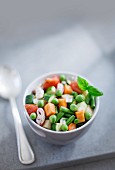 A bowl of soup vegetables