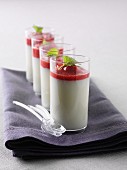 Yogurt dessert with strawberry puree