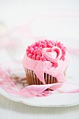 A pink cupcake for Valentine's Day