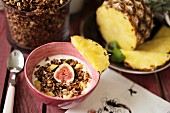 Muesli with figs, pineapple and nuts