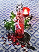 Homemade cranberry schnapps as a Christmas present