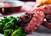 Boiled octopus with broccoli