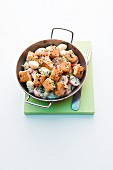 Salmon gnocchi with chives
