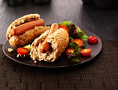 Hot dogs in wholemeal rolls