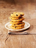 A stack of raisin cookies