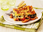Vegetarian lasagne with mushrooms and spinach