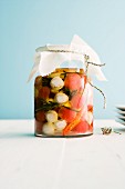 Tomatoes and mozzarella preserved in olive oil