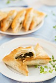 Puff pastry pockets filled with spinach