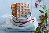 Waffles with icing sugar for Christmas