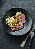 Duck breast with chickpeas and couscous