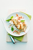 Peanut chicken with rice and basil