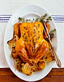 Freshly roasted thyme chicken
