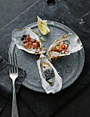 Oyster appetisers with lemon