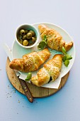 Croissants filled with green olives