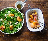 A summer salad with grilled peaches