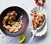 Couscous salad with pomegranate seeds