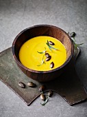 Pumpkin soup with tarragon and pumpkin seeds