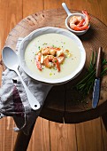 Prawn soup with chives