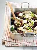 Fennel bake with dried tomatoes, olives and feta cheese