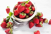 Frische Erdbeeren in einer Schale und daneben