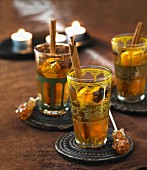 Tea with spices and rock candy sticks