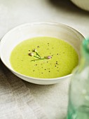 Cream of pea soup with chives