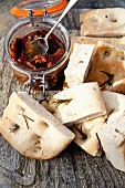 Focaccia with rosemary and dried tomatoes