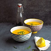 Ginger and pumpkin soup with coconut milk