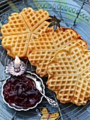 Crispy Finnish waffles with lingonberry jam
