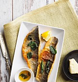Fried wolf fish with sage butter (low carb)