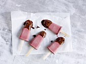 Cherry ice cream sticks dipped in chocolate