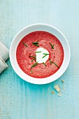 Velvety beetroot soup with creme fraiche