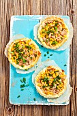 Puff pastry tartlets with tuna and sweetcorn