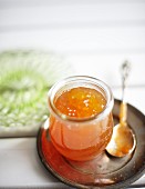 A jar of apple and elderflower jam