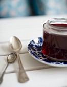 A jar of cranberry jam