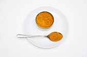 Madras curry powder in a tin and on a spoon