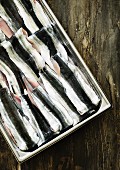 Herring fillets in a metal container