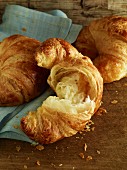 Croissants on a wood table