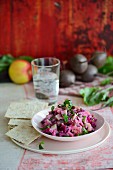 Beetroot salad with soused herring
