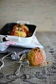 Baked apples with carob sauce
