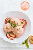 Peach sorbet with rosemary