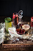 Various Christmas cocktails