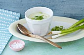 Wasabi and tofu dressing with spring onions