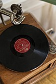 Record on vintage gramophone