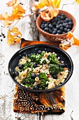 Quinoa salad with broccoli and blueberries