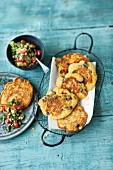 Bean and sweetcorn cakes with salsa