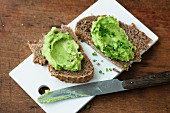 Slices of bread with an avocado spread