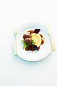 Roast venison with beetroot and mashed potatoes