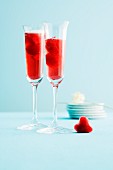 Frozen cherry hearts with champagne