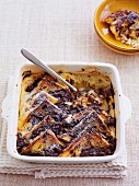 Bread-and-butter pudding with chocolate